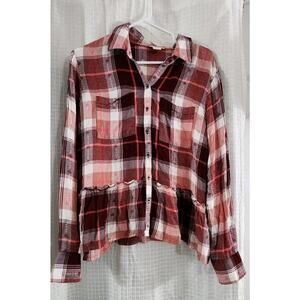 Ariat Ladies Ford Long Sleeve Multi Color Red Plaid Shirt Large Western Cowgirl